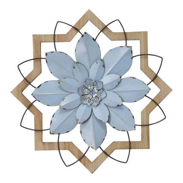 Rosecliff Heights Metal Flower and Wood Frame Wall Décor & Reviews
